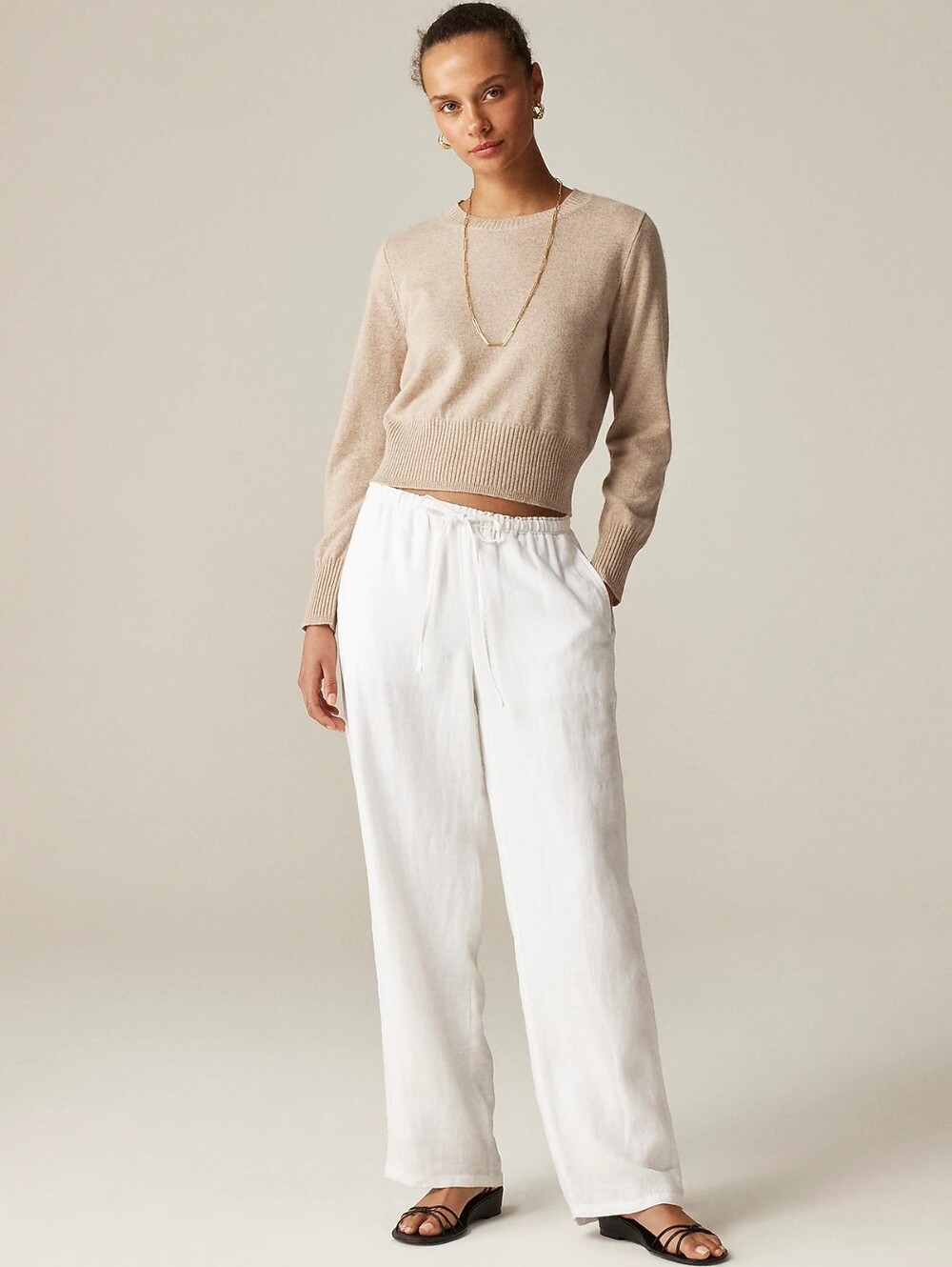 J. Crew Cashmere Shrunken Crewneck Sweater Cropped Size M Like New